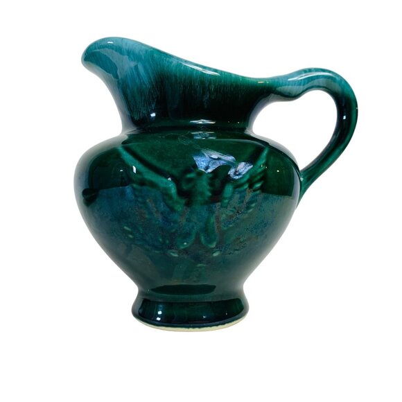 Hull Farm House Eagle Pitcher Basin Set Green Drip Glaze Pottery Home Decor VTG - Picture 8 of 16